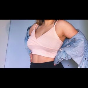 Pastel Pink Wrap Crop Cami